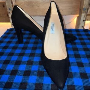 LK Bennett London Floret Black Suede Pointed Toe Courts Shoes Sz 7